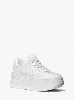 Кожаные кроссовки на платформе с тиснением змеи Hayes Michael Kors, белый 43r4hyfs2e | optic white