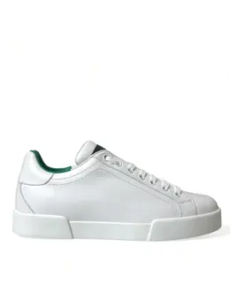 Dolce & Gabbana White Green Leather Portofino Sneakers Shoes - EU39.5/US6.5 mv5594-39.5