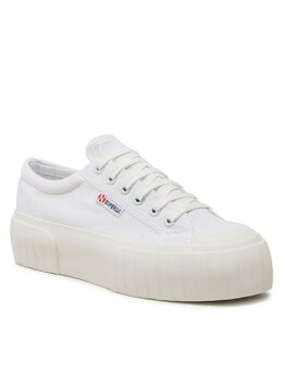 Кроссовки из ткани Superga, белый stripe platform 2631 s5111sw | weiß