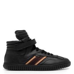 Bally Black Parrel-Midribbon Calf Plain High-Top Sneakers, Brand Size 41 ( US Size 8 ) msk06g vt005 u901