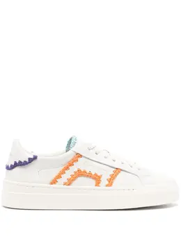 Santoni contrast-trim leather sneakers 23030597