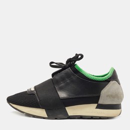 Balenciaga Tri Color Leather and Mesh Race Runner Sneakers Size 36 822650
