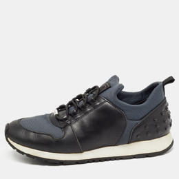 Tod's Black/Blue Leather and Nylon Low Top Sneakers Size 36 776836