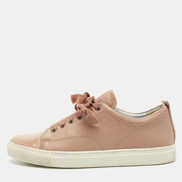 Lanvin Dusty Pink Leather and Patent Cap Toe Low-Top Sneakers Size 40 694871