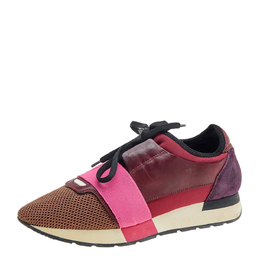 Balenciaga Multicolor Leather And Mesh Race Runner Low Top Sneakers Size 40 611177