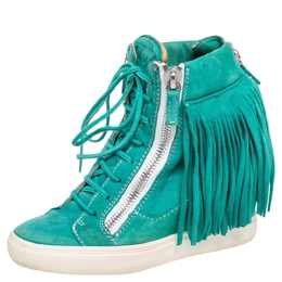 Giuseppe Zanotti Green Suede High Top Wedge Sneakers Size 37 578960