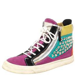 Giuseppe Zanotti Multicolor Suede Spike High-Top Sneakers Size 37 571411