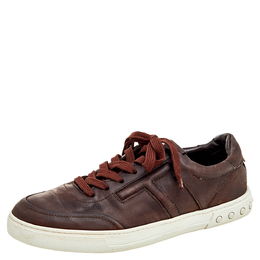 Tod's Dark Brown Leather Low Top Sneakers Size 41 569836