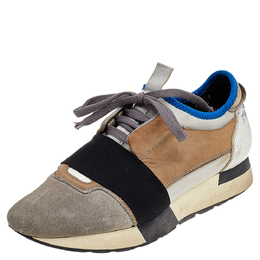 Balenciaga Multicolor Leather/Suede and Fabric Race Runner Sneakers Size 37 568510