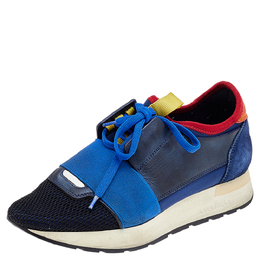 Balenciaga Multicolor Mesh And Leather Race Runner Low Top Sneakers Size 35 543607