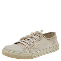 Gucci Off-white Leather And GG Canvas Low Top Sneakers Size 43 543782