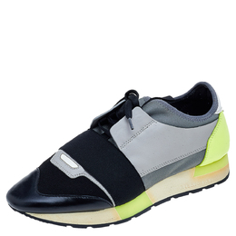 Balenciaga Multicolor Mesh And Leather Race Runner Sneakers Size 39 542315