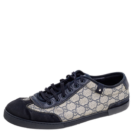Gucci Beige/Black Coated Canvas And Leather Low Top Sneakers Size 44 541186