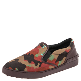Valentino Multicolor Camouflage Print Canvas And Leather Rockstud Low Top Sneakers Size 40 537654