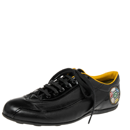 Gucci Black Leather And Patent Low Top Sneakers Size 42.5 519720
