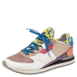 Dolce & Gabbana Multicolor Patchwork Leather And Fabric Low Top Sneakers Size 41 519236