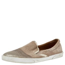 Jimmy Choo Gold Suede And Leather Slip on Sneakers Size 37 494914