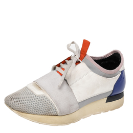 Balenciaga Multicolor Leather And Mesh Race Runner Low Top Sneakers Size 37 480214