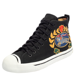 Burberry Black Canvas Kingly Big C High Top Sneakers Size 40 456826