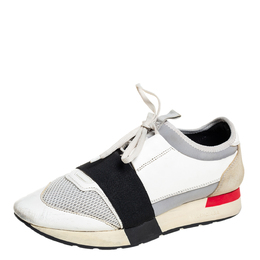 Balenciaga Multicolor Mesh And Leather Race Runner Sneakers Size 40 456827