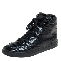 Balenciaga Black Leather High Top Sneakers Size 39 457313
