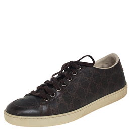 Gucci Brown Guccissima Coated Canvas and Leather Low Top Sneakers Size 39 433701
