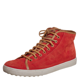 Tod's Orange/Brown Suede And Leather High Top Sneakers Size 38 402809