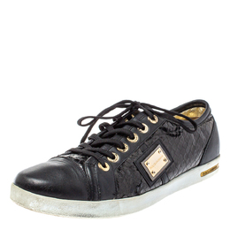 Dolce & Gabbana Black Python Embossed And Leather Low Top Sneakers Size 41 393998