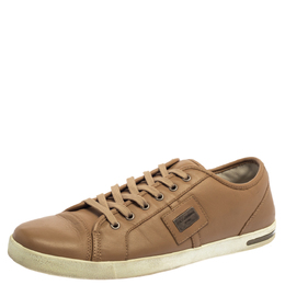 Dolce & Gabbana Beige Leather Cap Toe Low Top Sneakers Size 45 384510