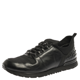 Tod's Black Leather and Nylon Lace Sneakers Size 47 352317