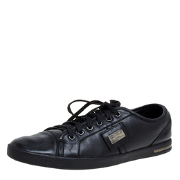 Dolce & Gabbana Black Leather Lace Low Top Sneakers Size 44.5 336219