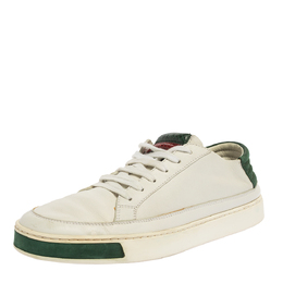 Gucci White Leather Low Top Sneakers Size 40.5 339479