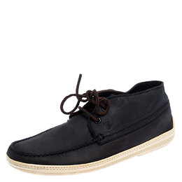 Tod's Navy Blue Nubuck Leather Lace High Top Sneakers Size 41.5 252231