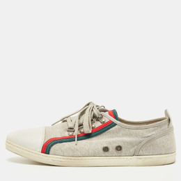 Gucci Grey/White Fabric and Leather Low Top Sneakers Size 44.5 831311