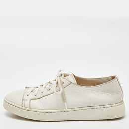 Santoni White Leather Low Top Sneakers Size 37 850342