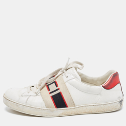 Gucci White Leather Logo Band Ace Sneakers Size 41.5 869083