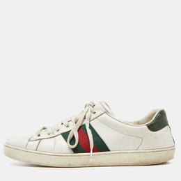Gucci White Leather Web Ace Low Top Sneakers Size 42.5 923119