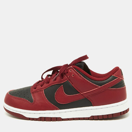 Nike Red/Black Leather Dunk Low Top "Team Red" Sneakers Size 40 932312