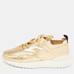 Tod's Metallic Leather Drilled Low Top Sneakers Size 39.5 917857
