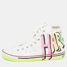 Vetements White Canvas Printed Hard Core Happiness High Top Sneakers Size 41 917418