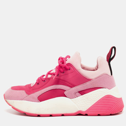 Stella McCartney Pink/Red Nylon and Faux Suede Chunky Sneakers Size 38 943064