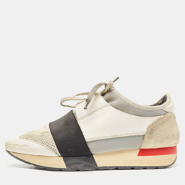 Balenciaga Multicolor Suede and Leather Race Runner Sneakers Size 37 947891