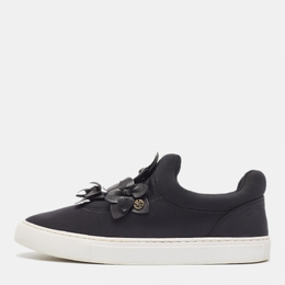 Tory Burch Black Nylon And Leather Blossom Sneakers Size 39.5 961492