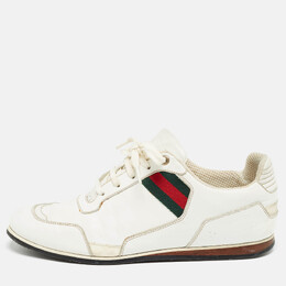 Gucci White Leather Web Detail Low Top Sneakers Size 41 961573