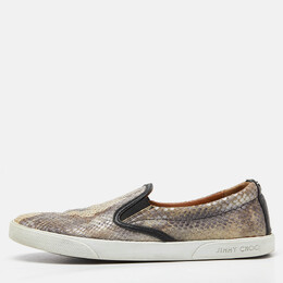 Jimmy Choo Brown/Black Snakeskin Embossed Brooklyn Slip On Sneakers Size 37 962210