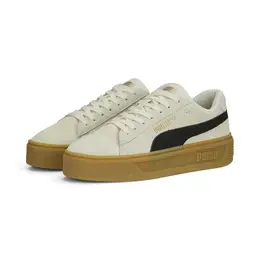 Кеды Puma Smash Platform V3 Suede Sneakers Women, полнота F, размер 6,5 UK, Pristine-Puma Black-Puma Gold 102854745767