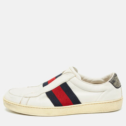 Gucci White Leather Web Ace Slip On Sneakers Size 40.5 963367