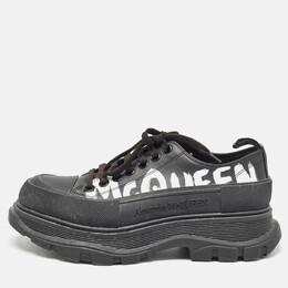 Alexander McQueen Black Leather Tread Slick Sneakers Size 40 975119