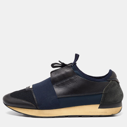 Balenciaga Blue Leather and Mesh Race Runner Sneakers Size 42 974444