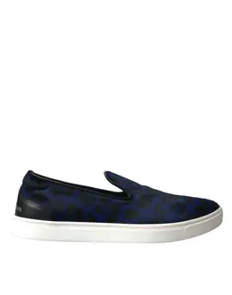 Dolce & Gabbana Blue Calfskin Hair Leopard Sneakers Shoes - EU40.5/US7.5 mv5637-40.5